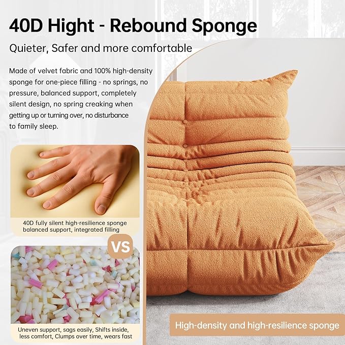 Bean Bag Chairs for Adults, BeanBag Reading Chair Memory Foam Couch, Floor - Image 4
