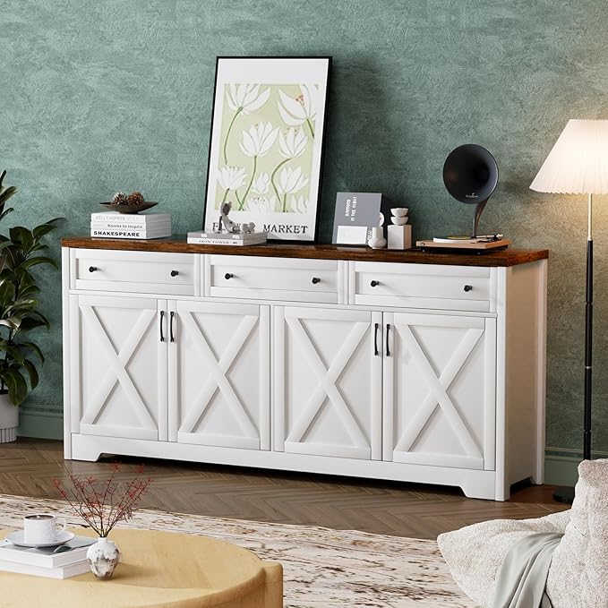 66'' Farmhouse Sideboard Buffet Cabinet by Lyromix