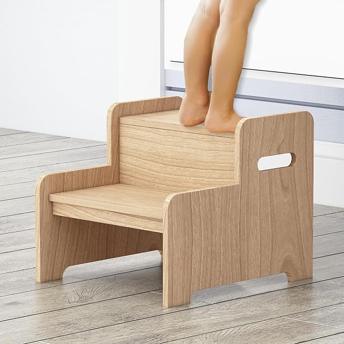 Wood Step Stools for Kids, Child Two Step Stool of DIY Shape, Toddler Step by AZODY