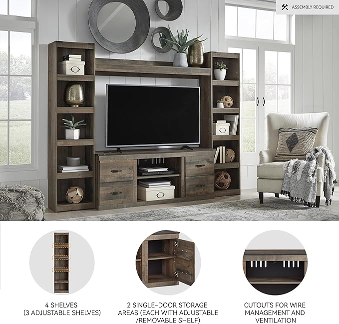 Signature Design by Ashley Trinell Rustic 4-Piece Entertainment Center - Image 3