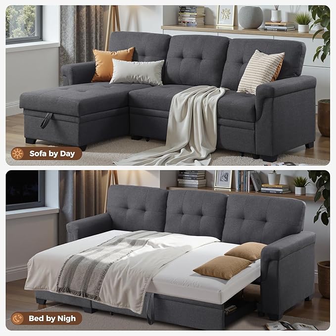 83 Inch L Shaped Modular Convertible Sleeper Sectional Sofa Bed - Image 7