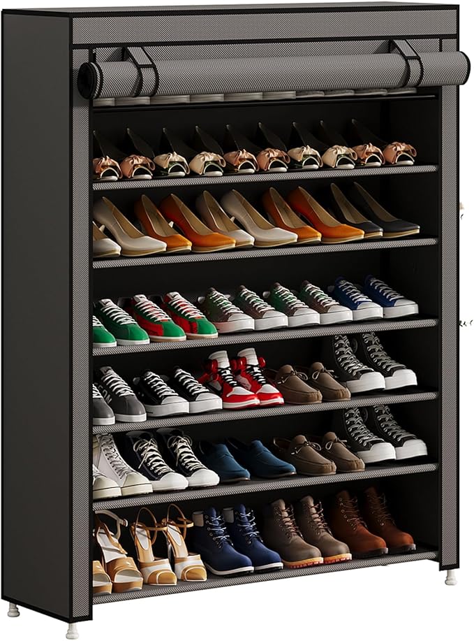 Calmootey 7 Tier Shoe Rack Organizer to Hold 35 Pairs, Portable Shoe Shelf by Calmootey