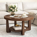 LITTLE TREE Modern Round Coffee Table, 2-Tier Wood Coffee Table by LITTLETREE