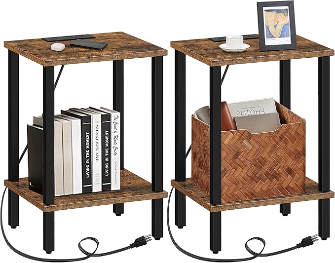 TUTOTAK End Table with Charging Station, Side Table with USB Ports and Outlets by WelcometotheTUTOTAKHome