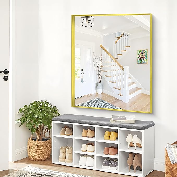 Gold Bathroom Mirror, 40x48 Inch Rectangular Framed Mirror, Large Wall Mounted - Image 9