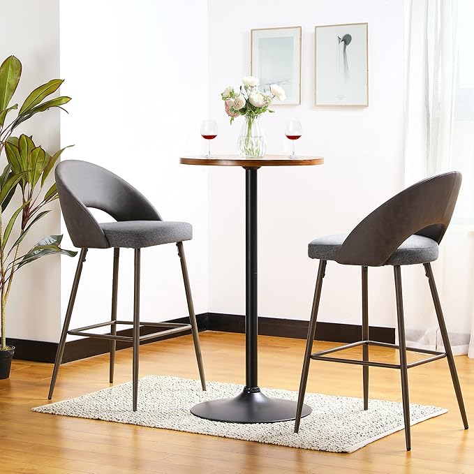 Glitzhome 39.5" H Round Pub Bistro Table, Round Bar Table Wood Top - Image 7