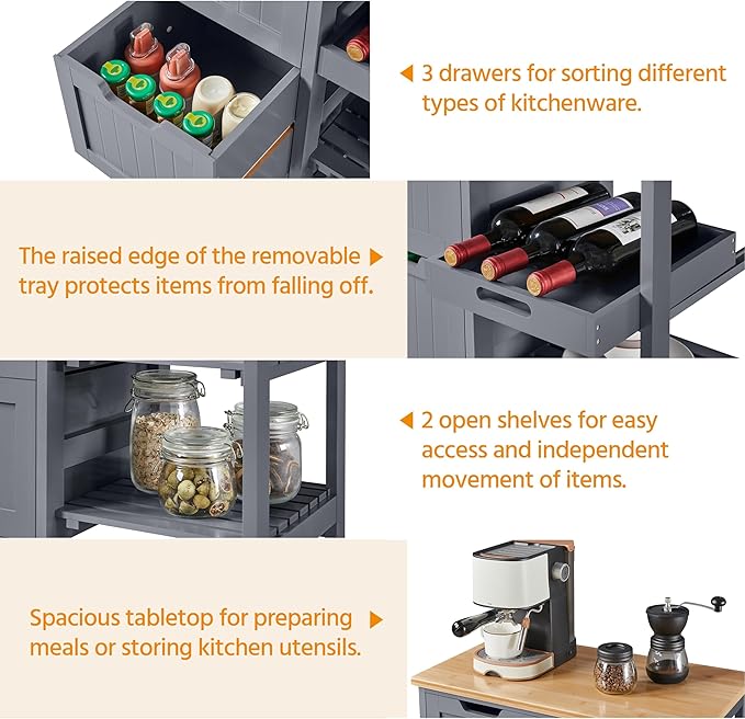 Yaheetech Kitchen Island Cart on Wheels - Image 6