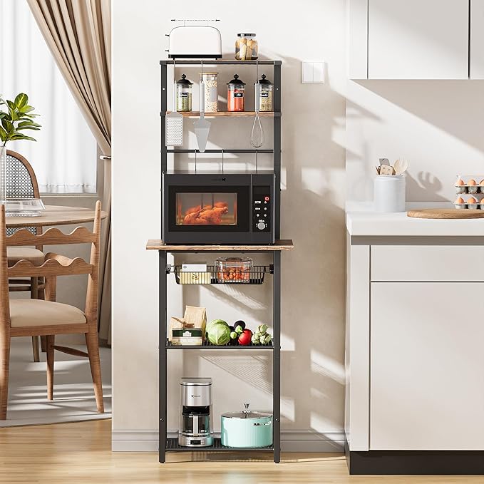 Kitchen Bakers Rack, 6-Tier Microwave Stand - Image 7