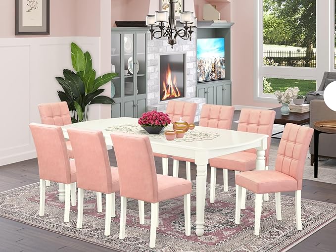 East West Furniture DOAS9-LWH-42 9 Piece Modern Dining Table Set Contain A - Image 2