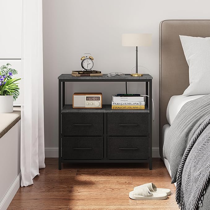 TUTOTAK Large Night Stand with Charging Station, Nightstand with USB and Type-C - Image 4