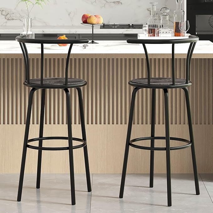 VECELO Bar Stools Set of 2, Swivel Counter Barstools - Image 2