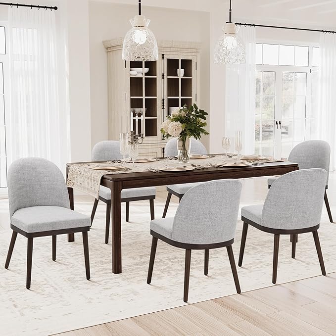 COLAMY Upholstered Dining Chairs Set of 6, Wooden Kitchen Chairs - Image 3