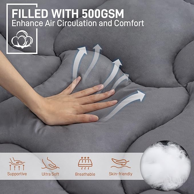 4 Inch Pillow Top Memory Foam Mattress Topper Queen, Dual Layer 2 Inch Gel - Image 5
