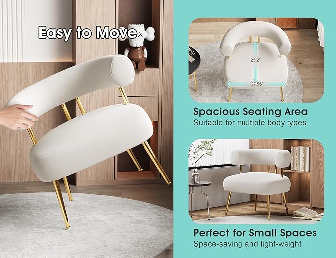 Modern Velvet Accent Chair, Round Upholstered Barrel Armchair - Image 6