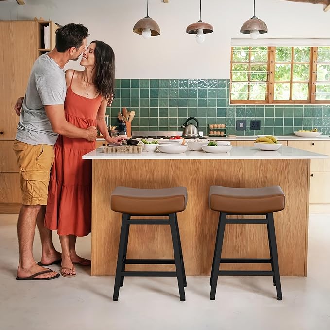 Counter Height Bar Stools Set of 2, 24 Inch Backless BarStools - Image 7