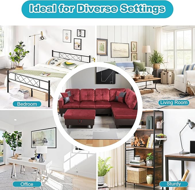 Couches for Living Room Modern L Shaped Couch Comfy Flannel Fabric 3 Pieces - Image 7