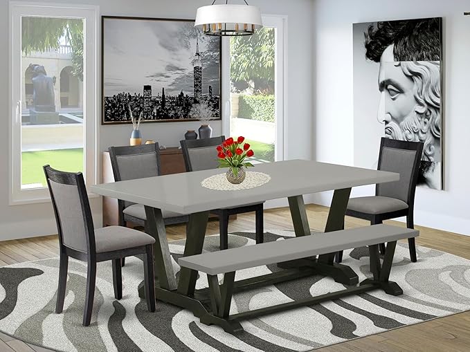 East West Furniture V697MZ650-6 6 Piece Kitchen Table Set Contains a Rectangle - Image 2