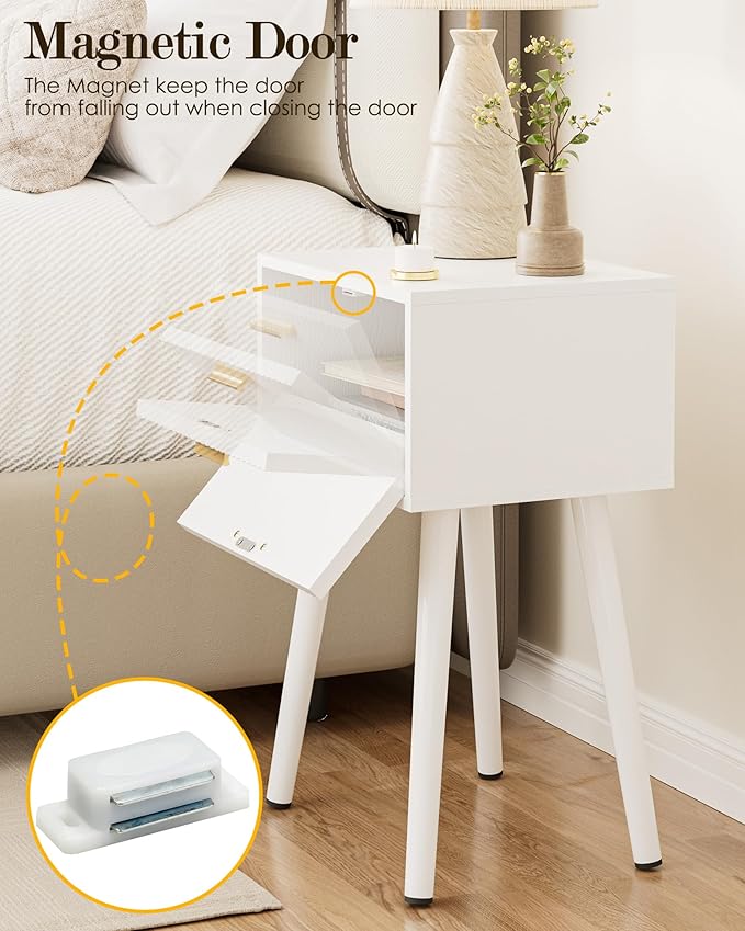 Night Stand, Small Modern Mid-Century Bedside Table - Image 4