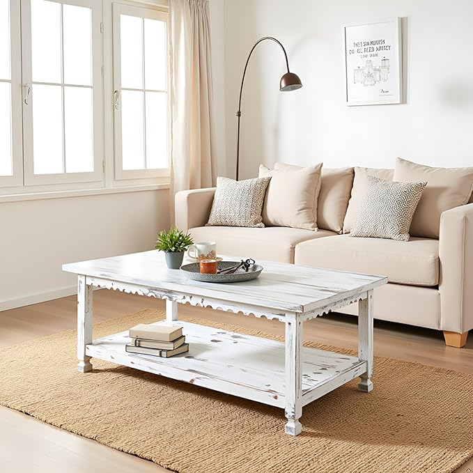 Country Cottage 42-Inch Farmhouse Coffee Table - Image 7