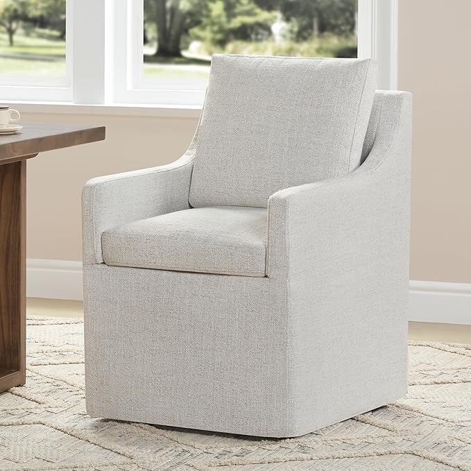 Upholstered Dining Chairs with Casters Easy Assembly Side Deskchair with Rollers by Kislot