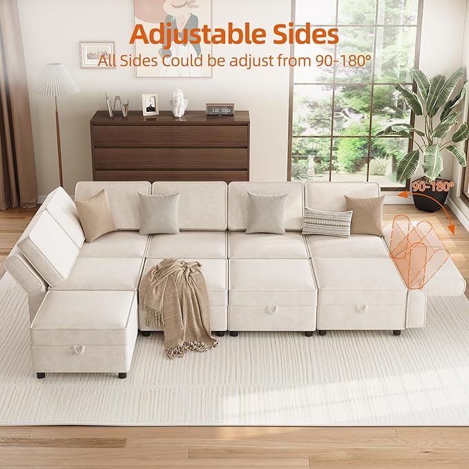 Modular Sectional 9-Seat Sofa, L Shaped Sectional Couch - Image 6