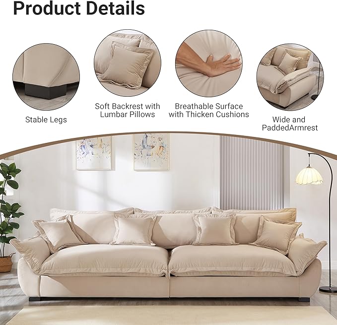 126 Inch Sailing Design Modular Sectional Cloud Sofa - Image 4