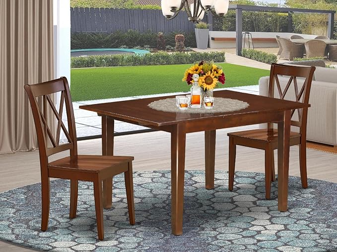 East West Furniture MLCL3-MAH-W 3 Piece Dining Table Set - Image 6