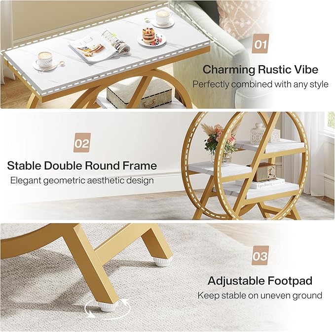 Tribesigns End Table Set of 2, Modern Faux Marble Side Table - Image 7