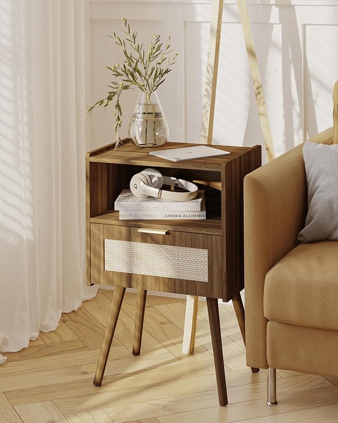 Rattan Nightstand, Modern Bedside Table - Image 6
