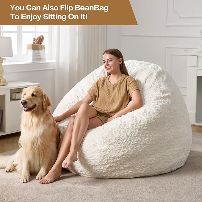 Hobestluk 5ft Bean Bag Chairs for Adults Large Beanbag Chair - Image 3