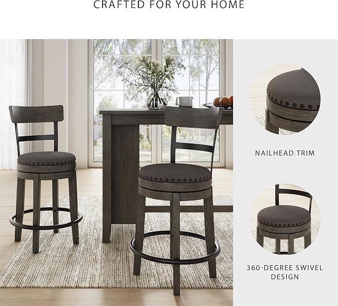 Signature Design by Ashley Caitbrook 24" Farmhouse Counter Height Upholstered - Image 5