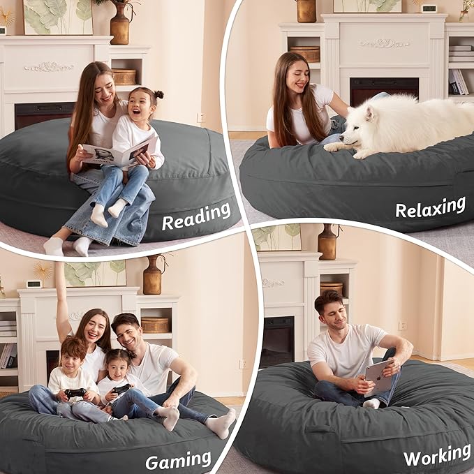 HABUTWAY XX-Large Bean Bag Chair: Giant 7' Memory Foam Furniture Bean Bag Chairs - Image 6