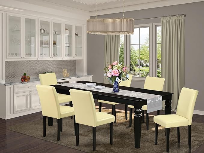 East West Furniture LGAB7-BLK-73 7 Piece Dining Set Consist of a Rectangle - Image 2