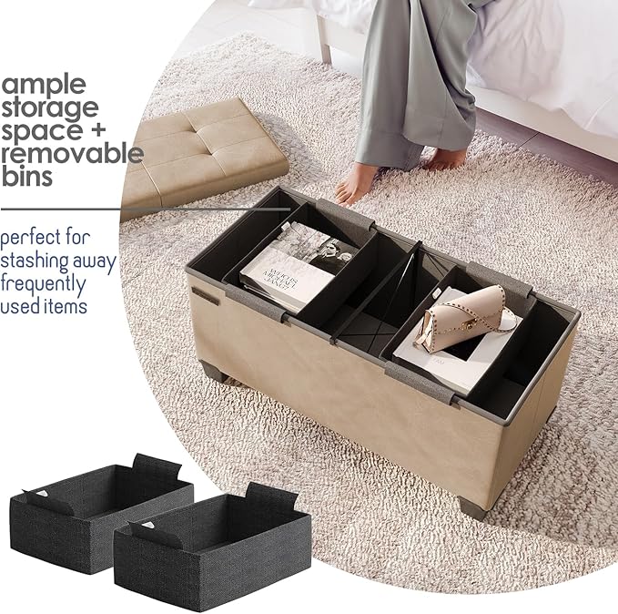 STORAGEBUD Storage Ottoman Bench - Image 3