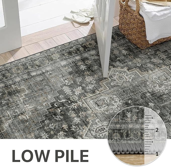 GENIMO 9x12 Area Rugs for Living Room, Machine Washable Non Slip Vintage Rugs - Image 4