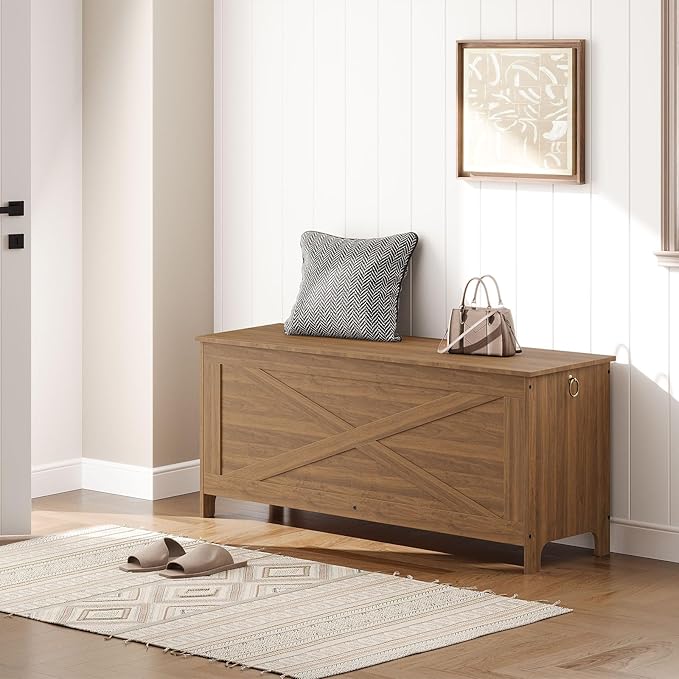 39.4" Toy Chest, Sturdy Entryway Storage Chest - Image 3