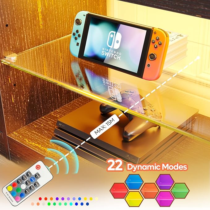 Bestier 70 Inch Led TV Stand for 75 Inch TV Large Entertainment Center Gaming - Image 3