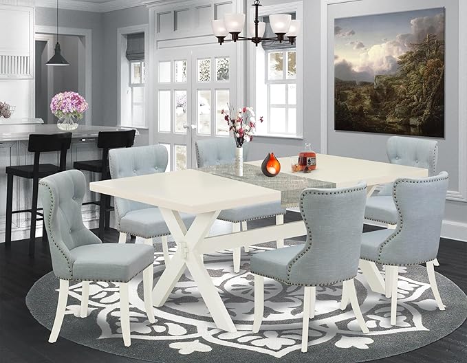 East West Furniture X027SI215-7 7 Piece Dining Table Set Consist of a Rectangle - Image 2