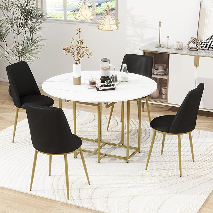Ball & Cast Space-Saving 5-Piece Extendable Kitchen Dining Table Set w/ 4 by BallCast