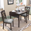 Merax Farmhouse Wooden Dining Set of 3, 45.6 inch Extendable Kitchen Table by Merax