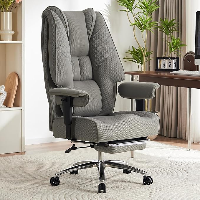 Big and Tall Office Chair 400lbs Wide Seat, Leather High Back Executive Office by EXCEBETOFFICECHAIR