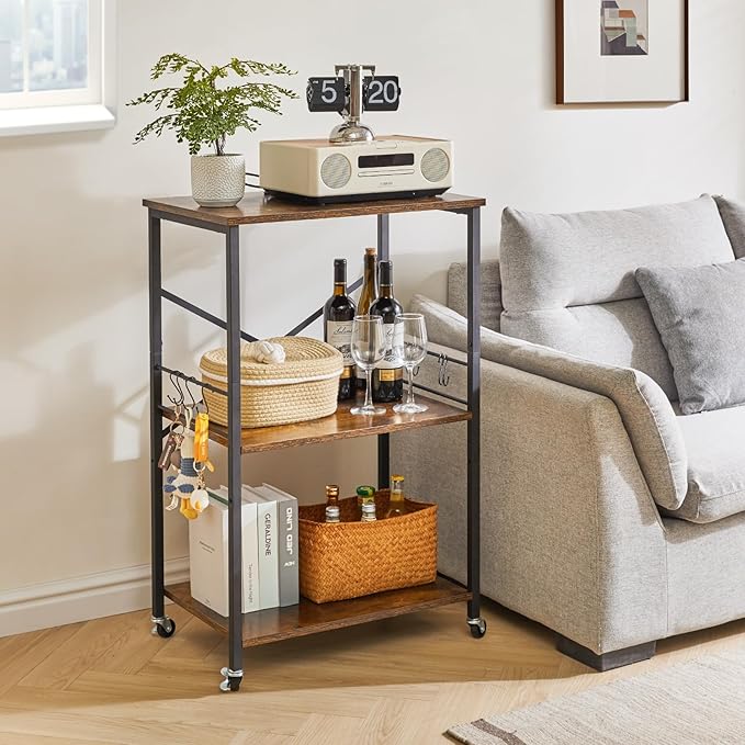 IBUYKE Kitchen Shelf Cart, 3-Tier Microwave Oven Stand, Baker’s Rack - Image 5