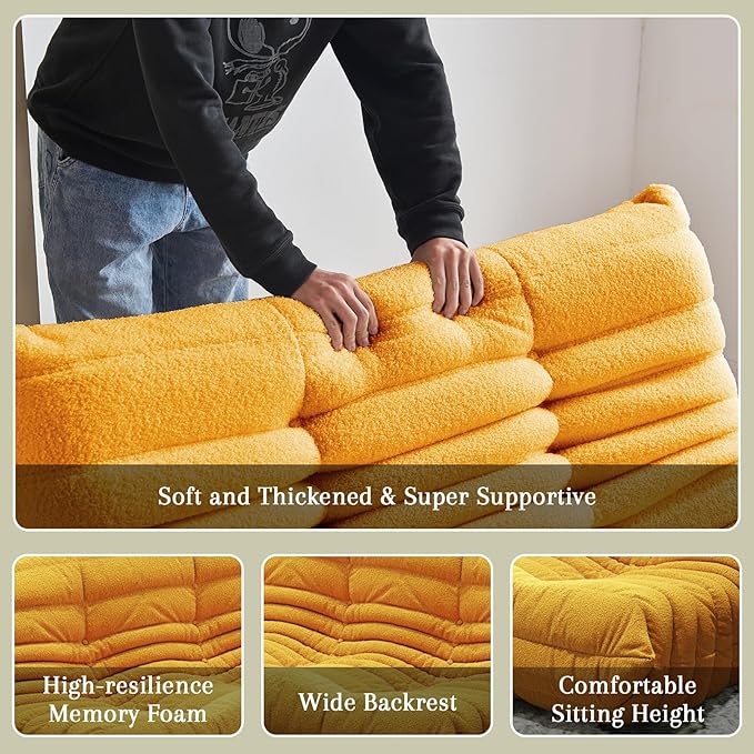 Bean Bag Chairs for Adults, BeanBag Reading Chair Memory Foam Couch 3-Seater - Image 4
