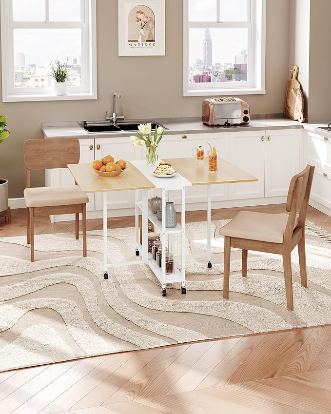 Folding Dining Table, Movable Dining Table, Kitchen Table - Image 2
