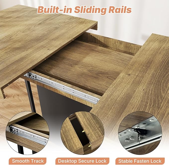 63"-78.7" Expandable Dining Tables, 6-10 Farmhouse Kitchen Table, Extendable - Image 4