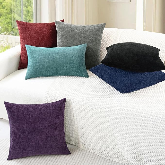 CaliTime Throw Pillow Covers Decorative 20 X 20 Inches Pack of 2 Cozy Chenille - Image 4