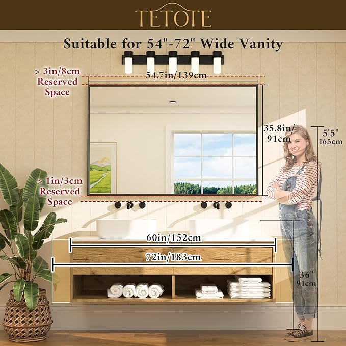 TETOTE Brushed Gold Bathroom Mirror - Image 5