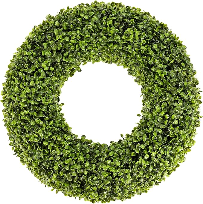 Boxwood Wreath - 20inch Outdoor/Indoor All Seasons Decor by SEVENLOVE