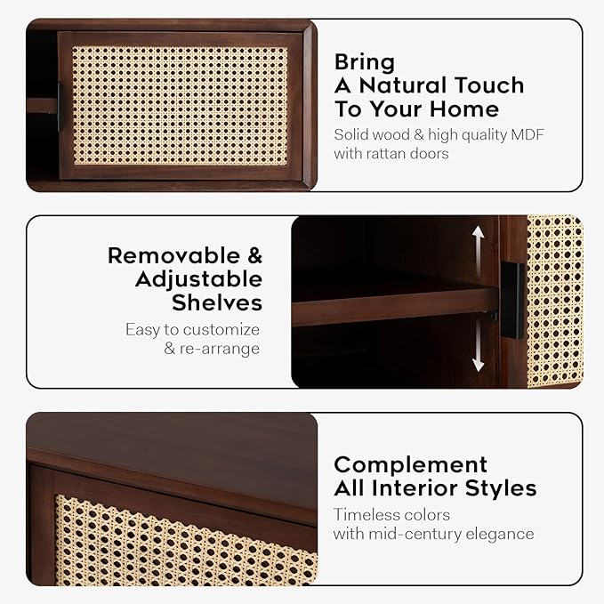 Bme Jasper Deluxe TV Console Table, Pre-Assembled Entertainment Center - Image 3