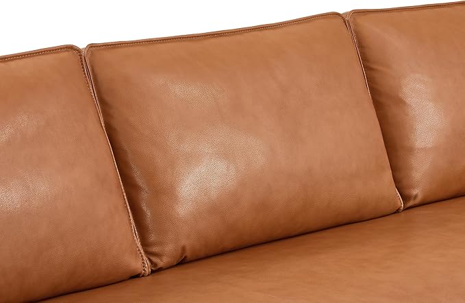 Valencia Varese 90" Full Leather Couch Cognac Tan Brown- Italian Nappa Leather - Image 7